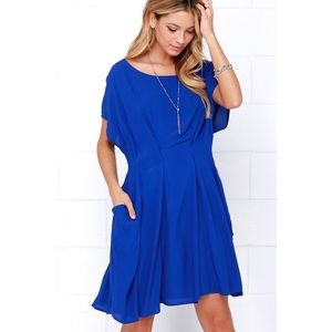 Lulu’s Royal Blue Pleat Wave Dress with pockets